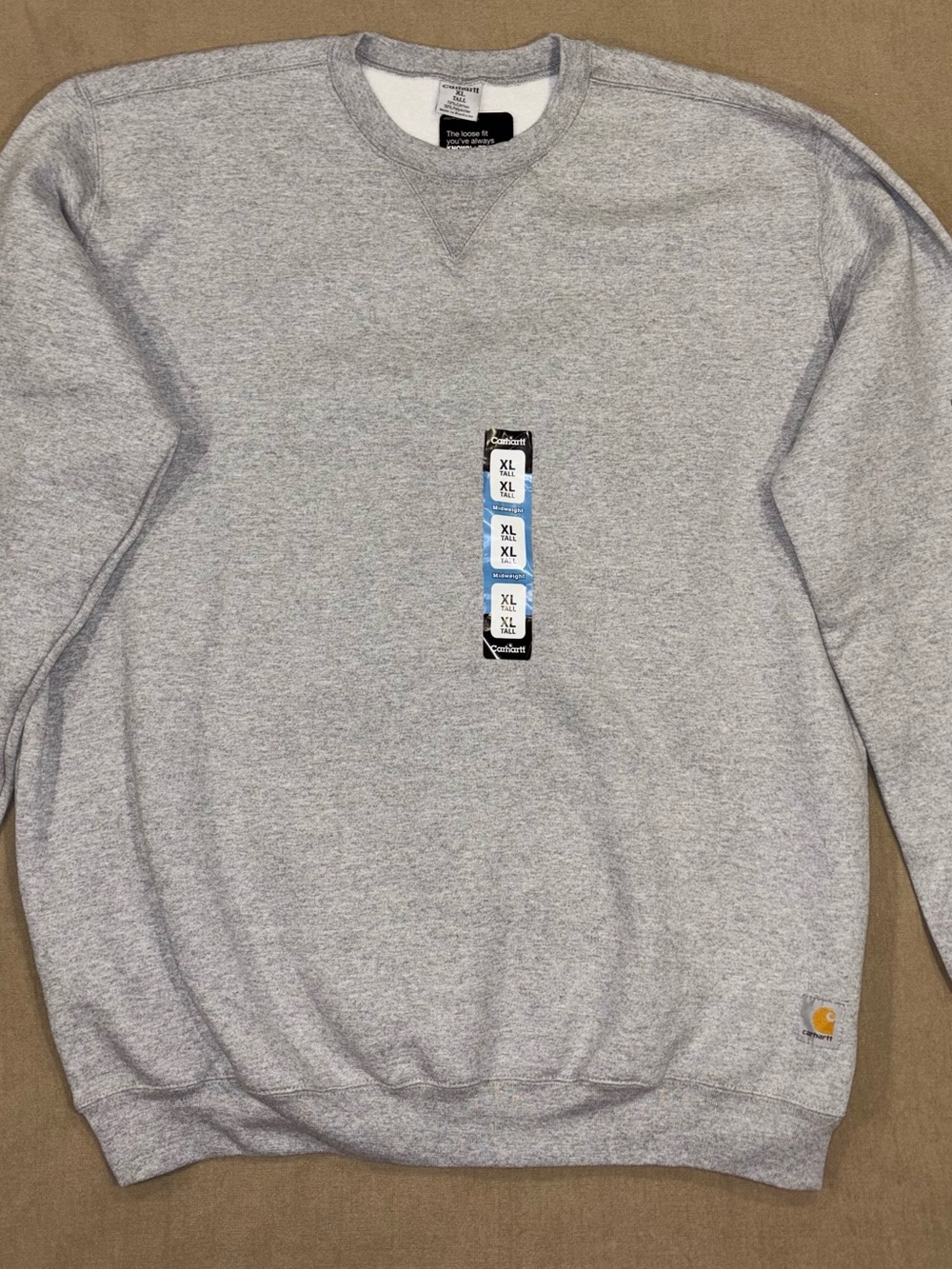 Carhartt Grey Crewneck Sweatshirt with Chest Tag